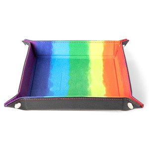 Velvet Folding Dice Tray with Leather Backing: Watercolor Rainbow Velvet Folding Dice Tray with Leather Backing: Watercolor Rainbow