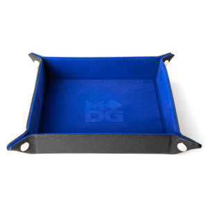 Velvet Folding Dice Tray with Leather Backing: Blue Velvet Folding Dice Tray with Leather Backing: Blue