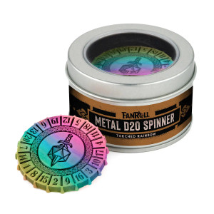 Metal D20 Spinner: Torched Rainbow Metal D20 Spinner: Torched Rainbow