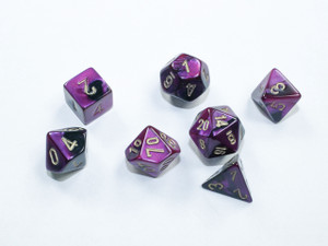 Mini-Polyhedral Dice Set: Gemini Black-Purple/gold Mini-Polyhedral Dice Set: Gemini Black-Purple/gold
