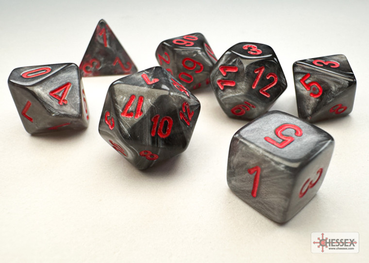 Velvet: Mini-Polyhedral Black/red 7-Die Set