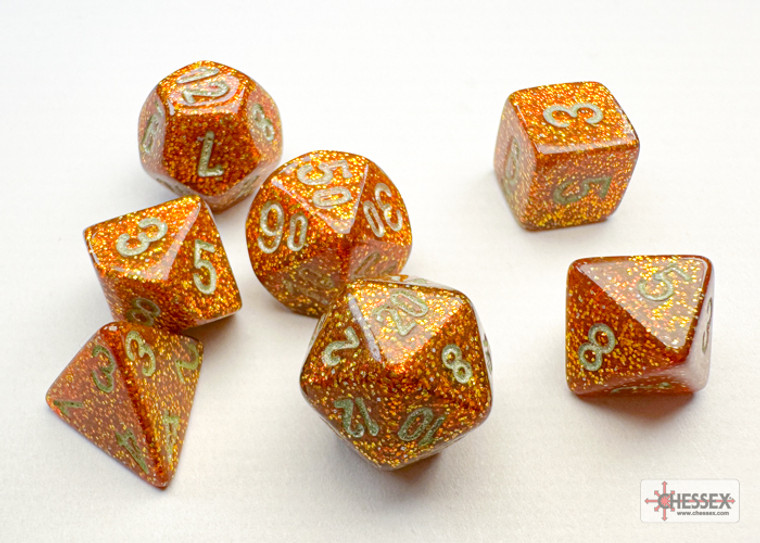 Glitter: Mini-Polyhedral Gold/silver 7-Die Set