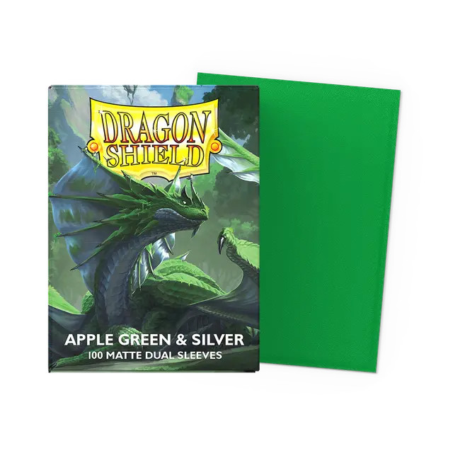 Matte Dual Standard Sleeves (100): Apple Green & Silver