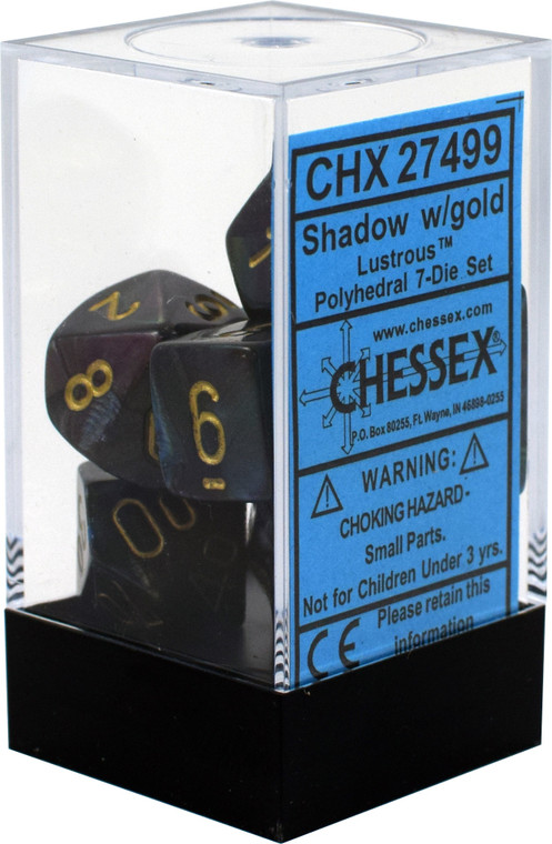 Polyhedral Dice Set: Lustrous Shadow/gold