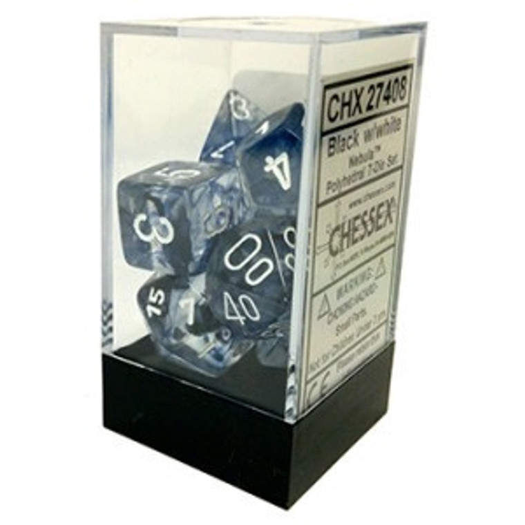 Polyhedral Dice Set: Nebula Black/white