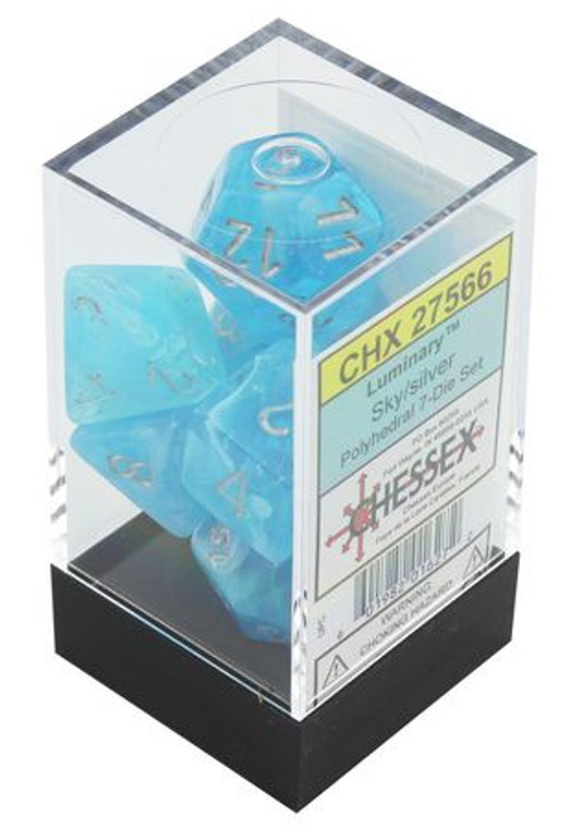 Polyhedral Dice Set: Luminary Sky/silver