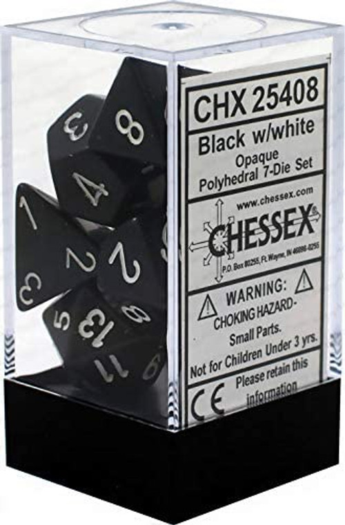 Polyhedral Dice Set: Opaque Black/white