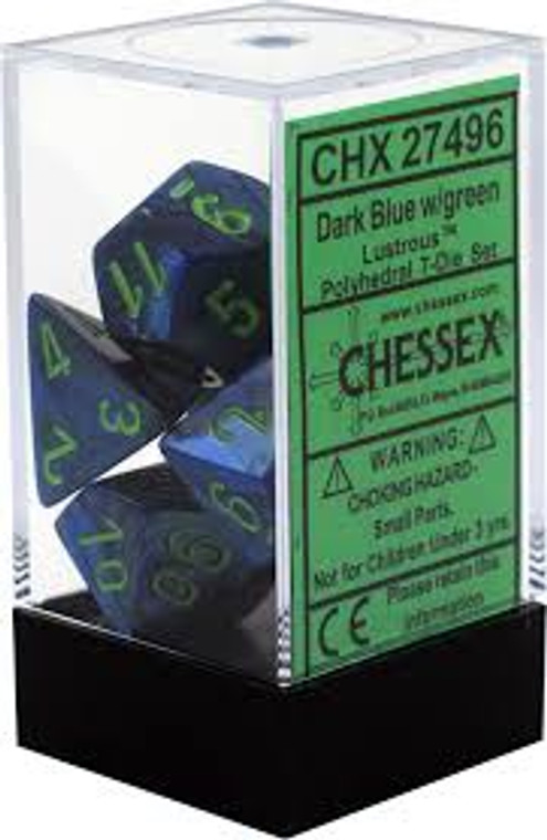 Polyhedral Dice Set: Lustrous Dark Blue/green