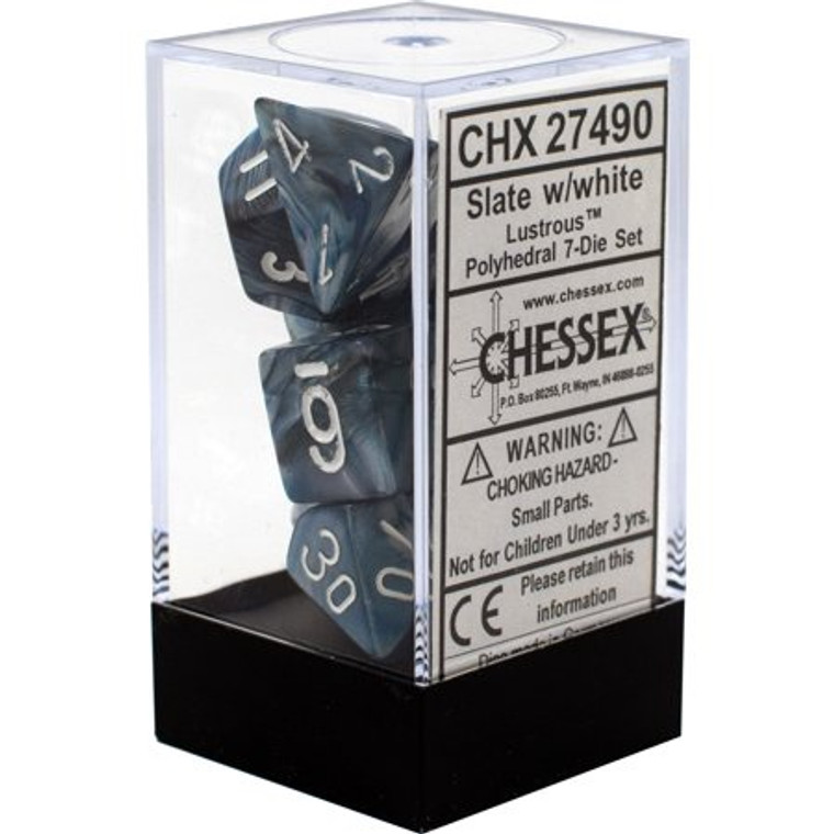 Polyhedral Dice Set: Lustrous Slate/white