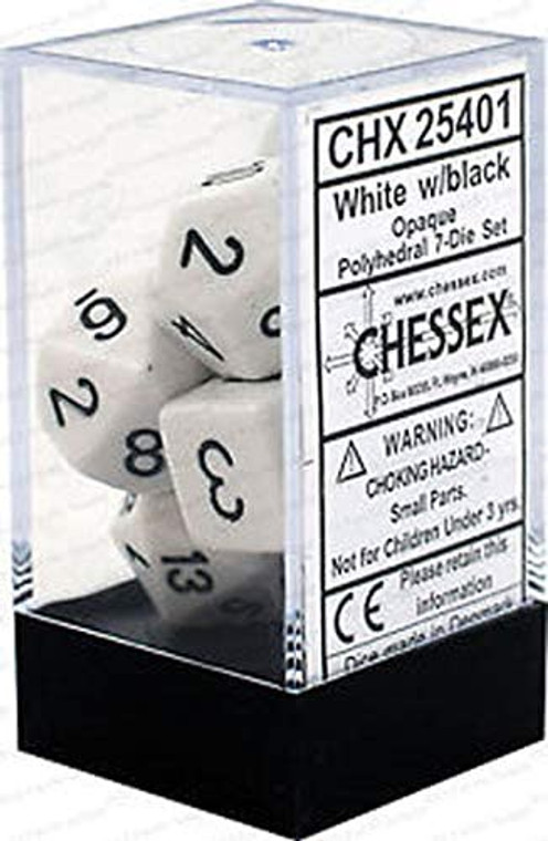 Polyhedral Dice Set: Opaque White/black