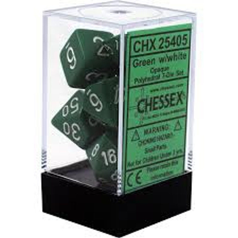 Polyhedral Dice Set: Opaque Green/white