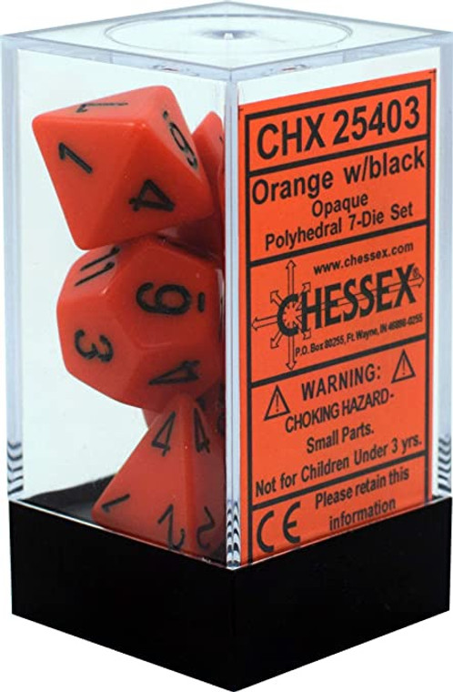 Polyhedral Dice Set: Opaque Orange/black
