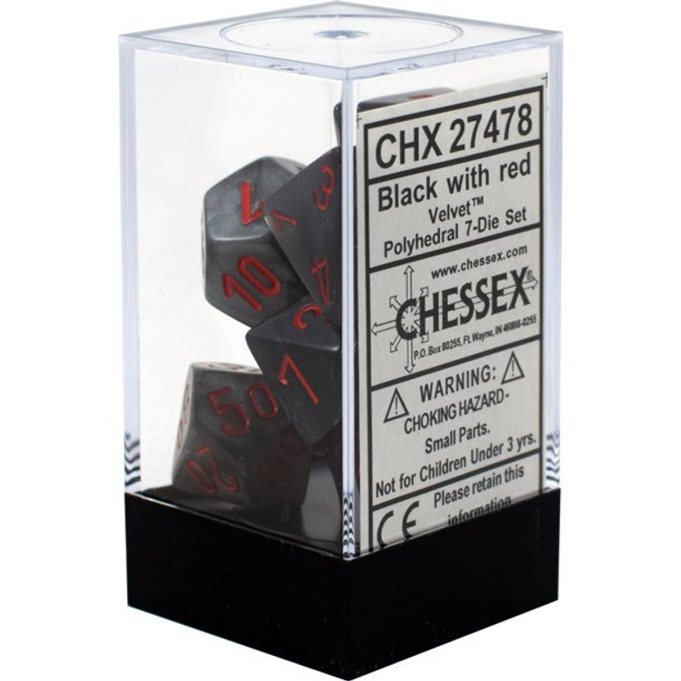 Polyhedral Dice Set: Velvet Black/red