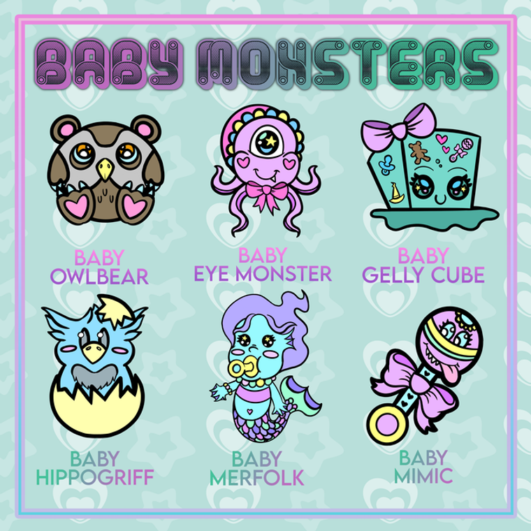 Enamel Pins: Baby Monsters