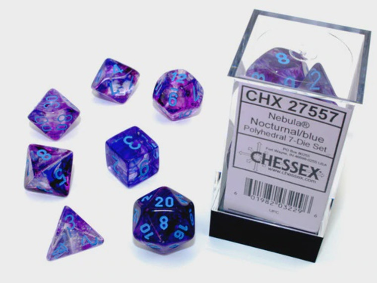 Polyhedral Dice Set: Nebula Nocturnal/blue