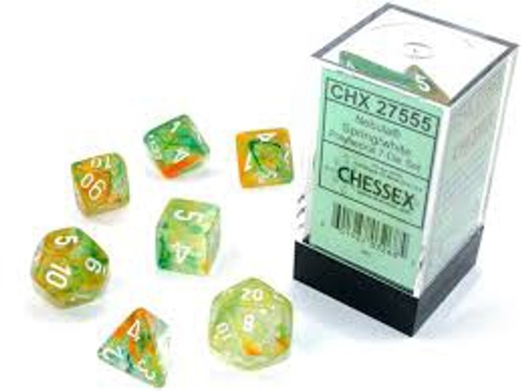 Polyhedral Dice Set: Nebula Spring/white