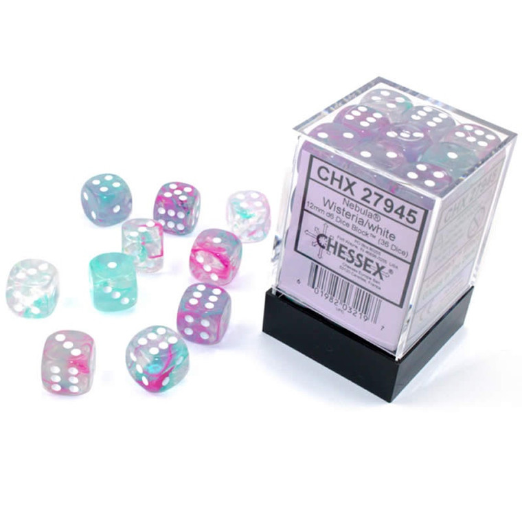 12mm d6 Dice Block (36): Nebula Wisteria/white