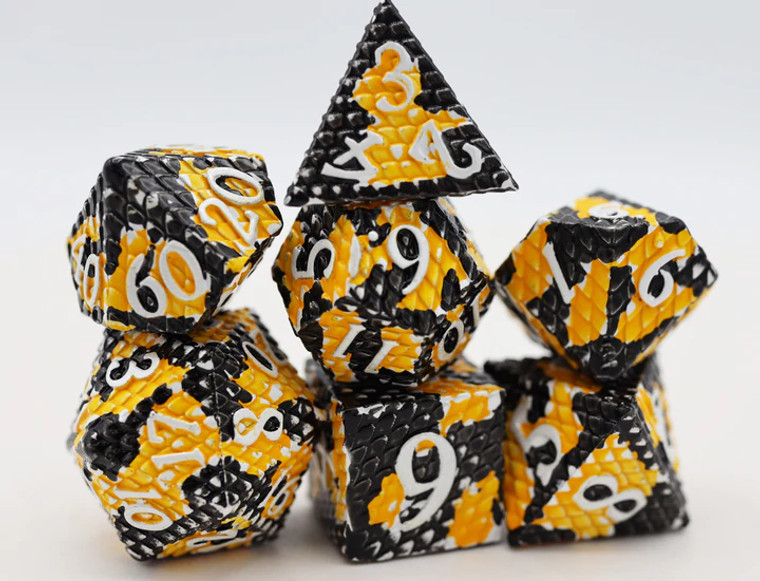 Metal RPG Dice Set: Bumblebee Dragon Scale