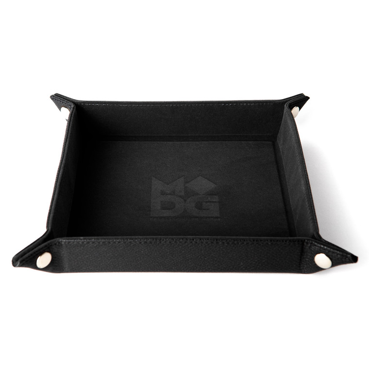 Velvet Folding Dice Tray with Leather Backing: Black