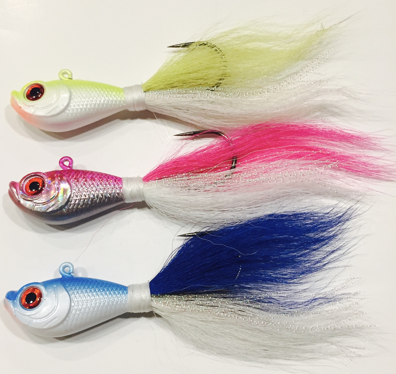 3 OZ Bucktail Jigs with a Glow in the Dark Head !!!!!!! - Striker