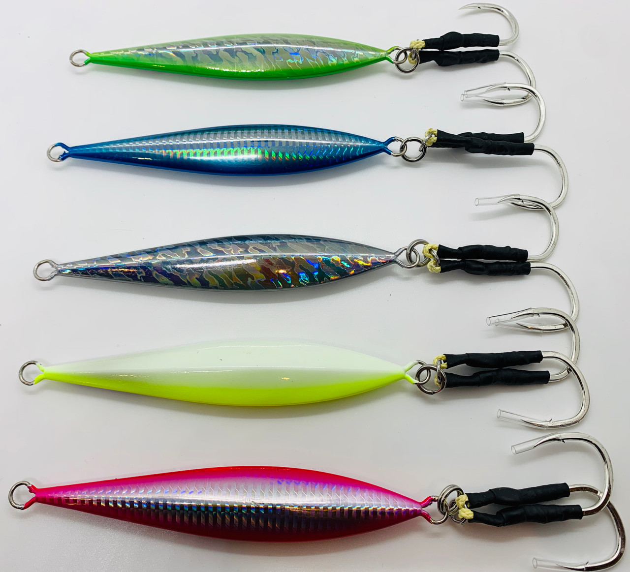 SLOW PITCH JIGS 150 GRAMS with 5X BKK Hooks!!!! - Striker Offshore
