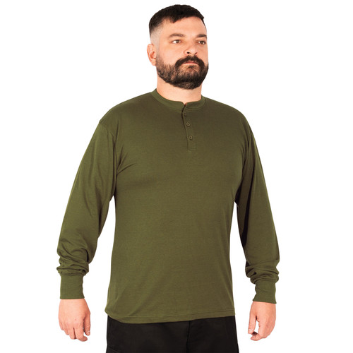 Rothco Long Sleeve Henley T-Shirt - Olive Drab