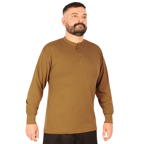Rothco Long Sleeve Henley T-Shirt - Work Brown