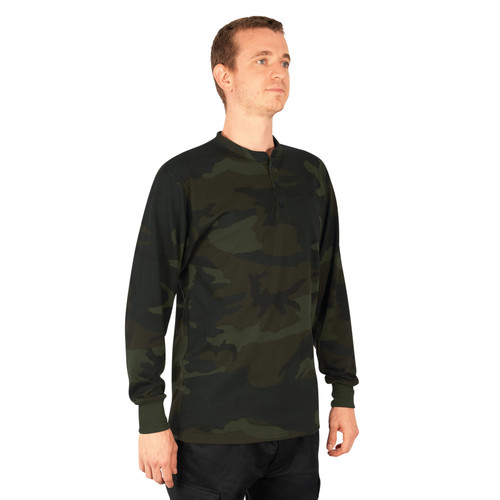 Rothco Long Sleeve Henley T-Shirt - Midnight Woodland Camo
