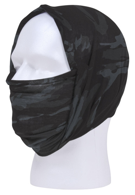 Rothco Multi-Use Neck Gaiter and Face Covering Tactical Wrap - Black Camo