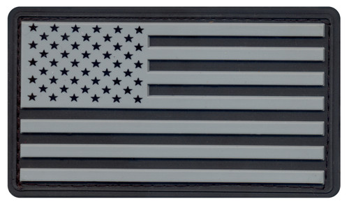 Rothco PVC US Flag Patch With Hook Back - Black / Silver / Bulk Packaging
