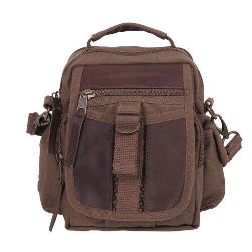 Rothco Vintage Canvas & Leather Travel Shoulder Bag - Brown
