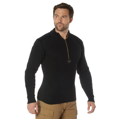 Rothco Quarter Zip Acrylic Commando Sweater - Black