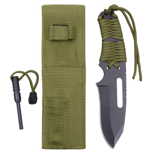 Rothco Large Paracord Knife With Fire Starter - Olive Drab
