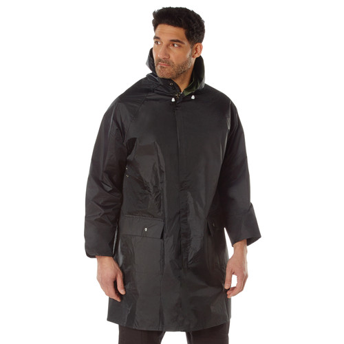 Rothco Reversible 3/4 Length Rain Parka - Black / Olive Drab