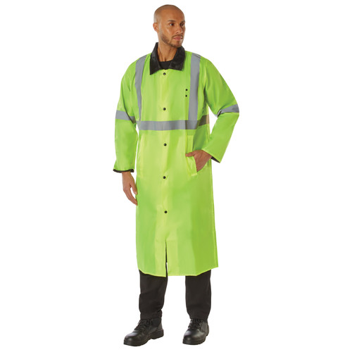 Rothco Reversible Reflective Rain Parka - Safety Green