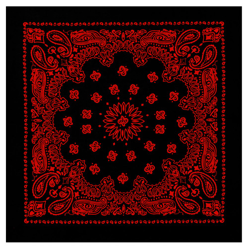 Rothco Trainmen Paisley Bandana - 22" X 22" - Black / Red