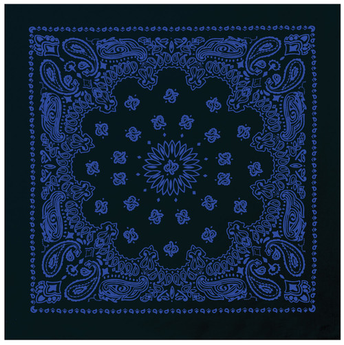 Rothco Trainmen Paisley Bandana – Extra-Large - 27” X 27" - Black / Blue