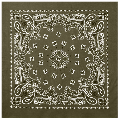 Rothco Trainmen Paisley Bandana - 22" X 22" - Olive Drab