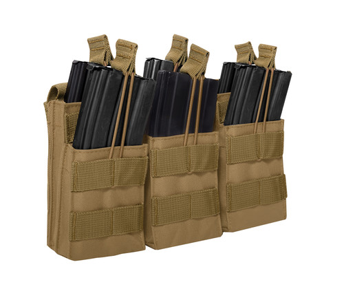 Rothco MOLLE Open Top Six Rifle Mag Pouch - Coyote Brown