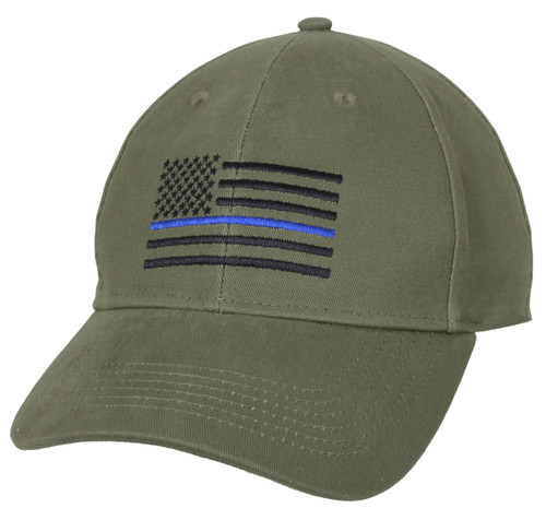 Rothco Thin Blue Line Flag Low Profile Cap - Olive Drab