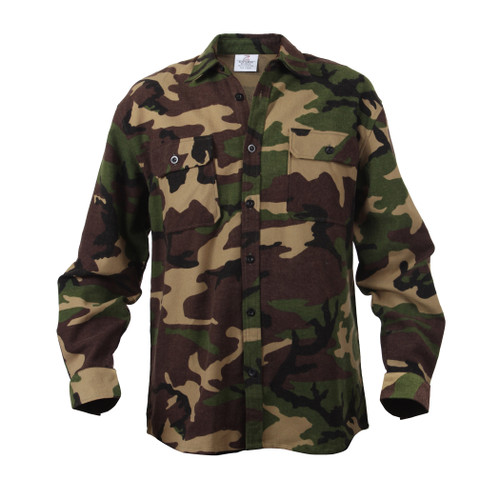 Rothco Extra Heavyweight Camo Flannel Shirts - Woodland Camo