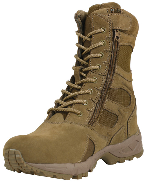 Rothco Forced Entry Deployment Boots With Side Zipper - 8 Inch - AR 670-1 Coyote Brown / 9 / Regular