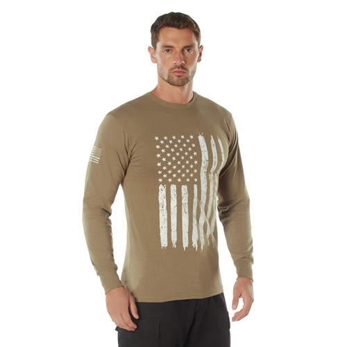 Rothco US Flag Long Sleeve T-Shirt - Coyote Brown