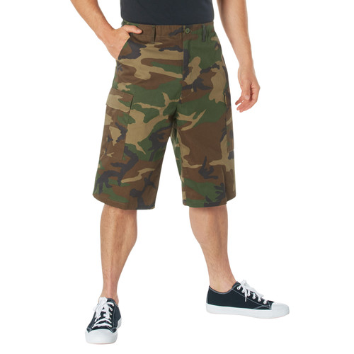 Rothco Long Length Camo BDU Shorts - Woodland Camo