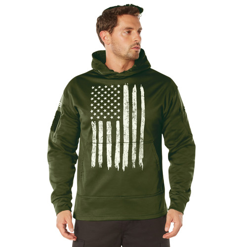 Rothco Concealed Carry U.S. Flag Hoodie - Olive Drab