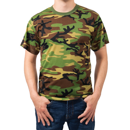 Rothco Moisture Wicking T-Shirts - Woodland Camo
