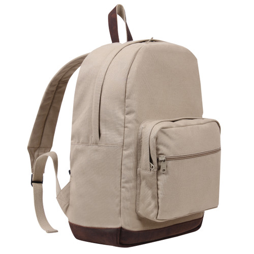 Rothco Vintage Canvas Teardrop Backpack With Leather Accents - Khaki