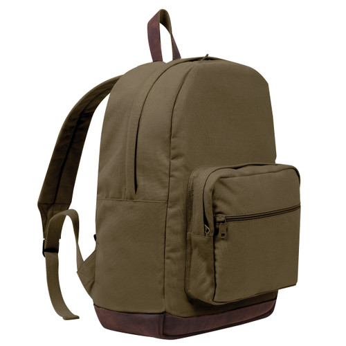 Rothco Vintage Canvas Teardrop Backpack With Leather Accents - Olive Drab