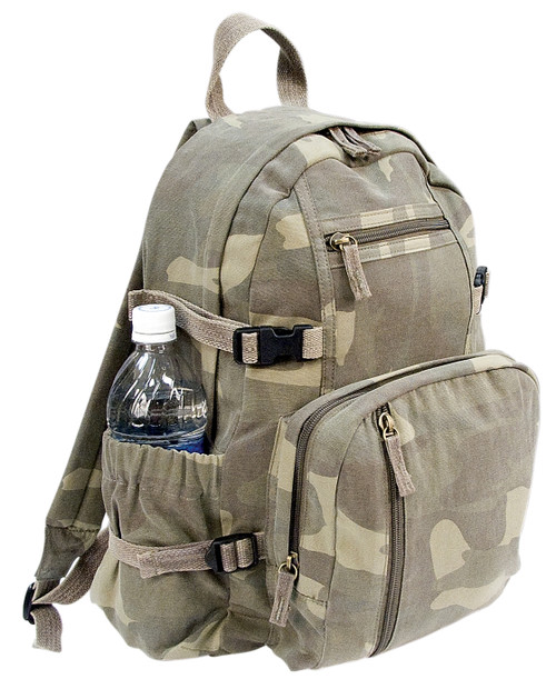Rothco Vintage Canvas Compact Backpack - Woodland Camo