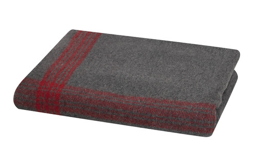 Rothco Striped Outdoor Wool Blanket - Grey / Red
